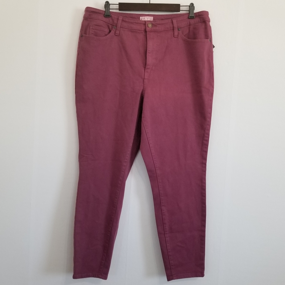 Ava & Viv Purple High Rise Skinny Ankle Jeans Size 16W